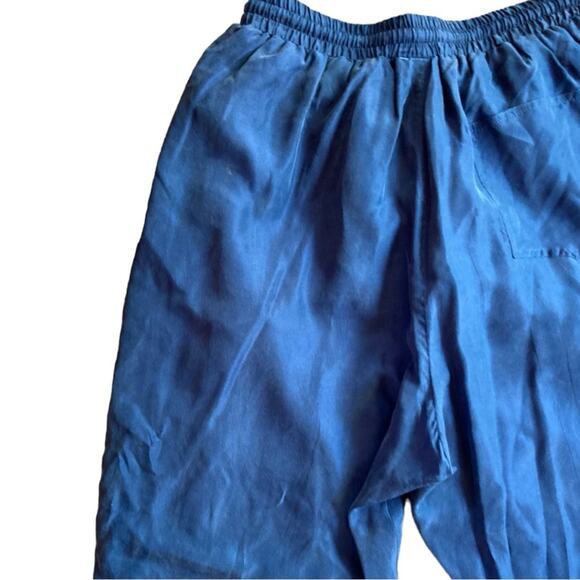 Womens Vintage 90s Beautex 100% Silk Blue Track Windbreaker Pants Size Medium - Picture 13 of 16